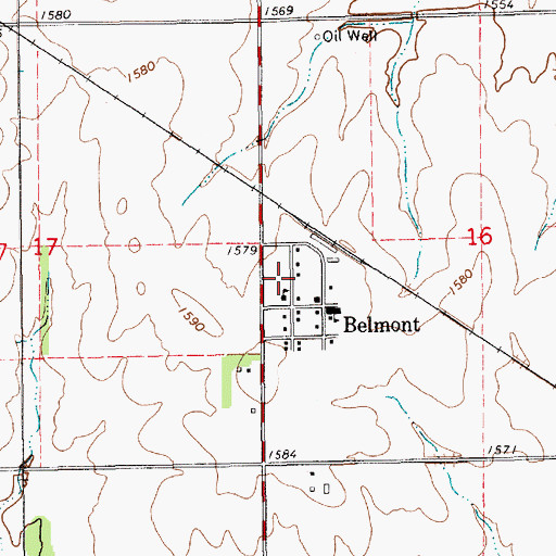 Topographic Map of Belmont, KS