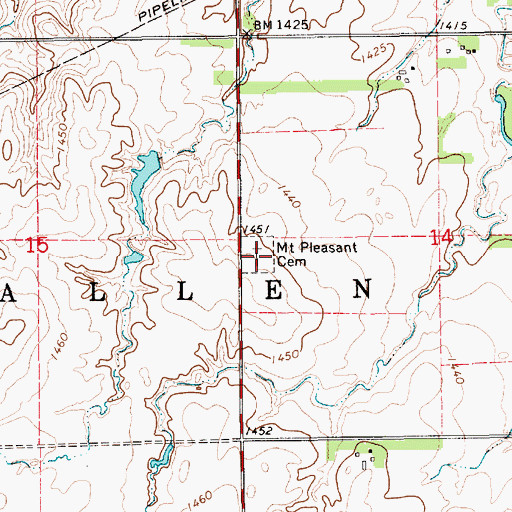 Topographic Map of Mount Pleasant Cemetery, KS