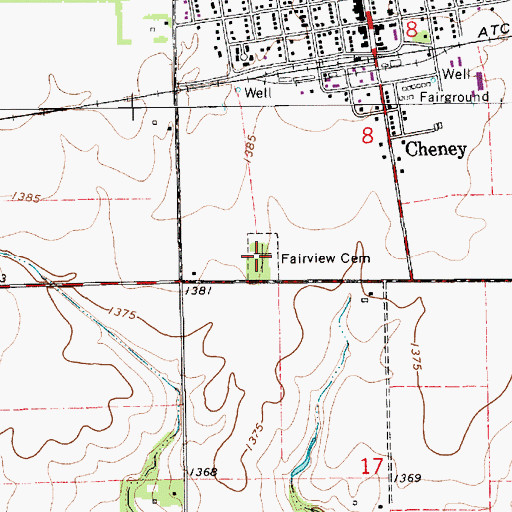 Topographic Map of Fairview Cemetery, KS