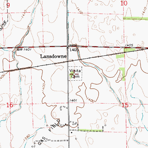 Topographic Map of Vinita Cemetery, KS