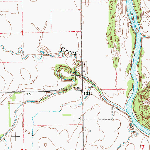 Topographic Map of Jocelyn Creek, KS