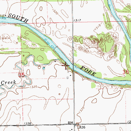 Topographic Map of Mod Creek, KS
