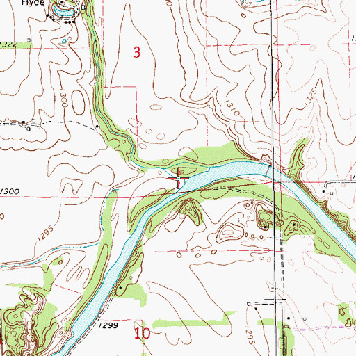 Topographic Map of Clearwater Creek, KS