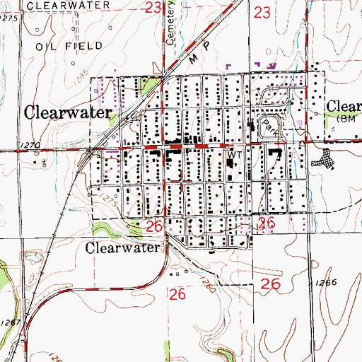 Topographic Map of Clearwater, KS