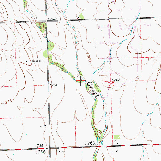 Topographic Map of Dry Creek, KS