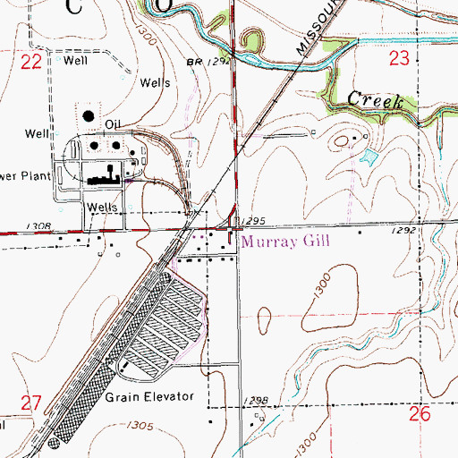 Topographic Map of Murray Gill, KS