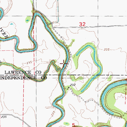Topographic Map of Caney Creek, AR