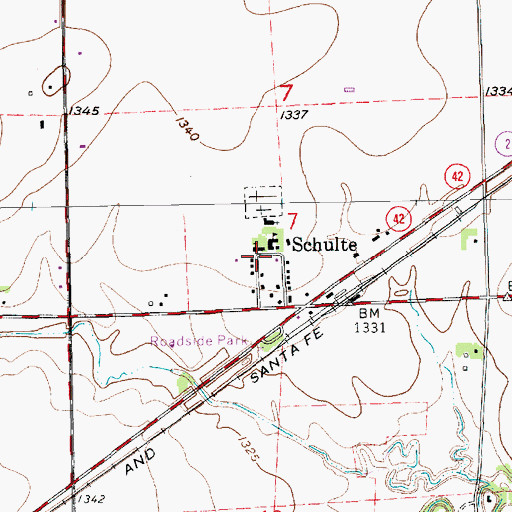 Topographic Map of Schulte, KS