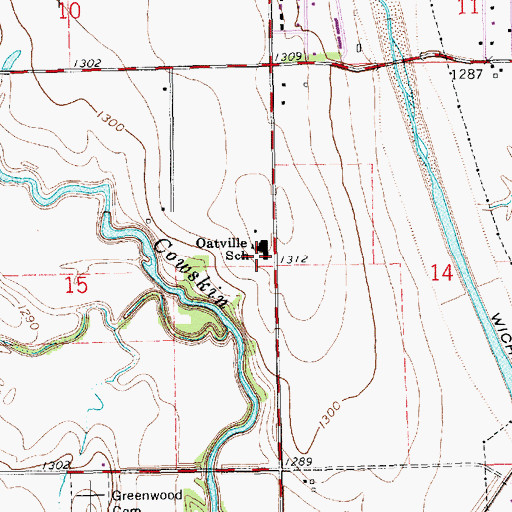 Topographic Map of Oatville Elementary School, KS