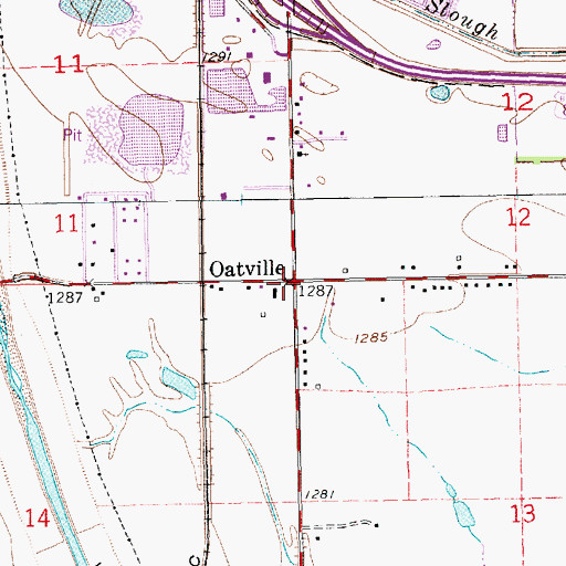 Topographic Map of Oatville, KS