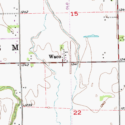 Topographic Map of Waco, KS