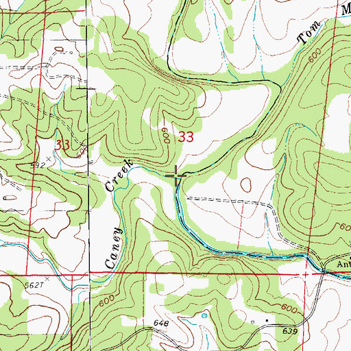 Topographic Map of Caney Creek, AR