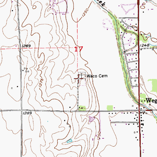 Topographic Map of Waco Cemetery, KS