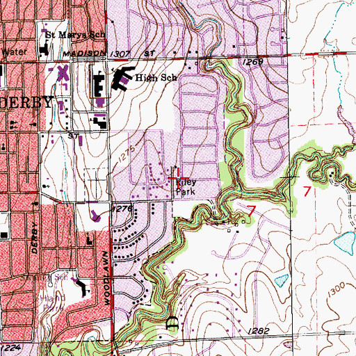 Topographic Map of Riley Park, KS
