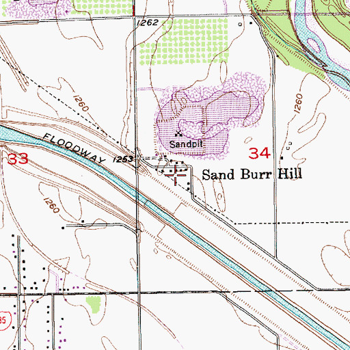 Topographic Map of Sand Burr Hill, KS