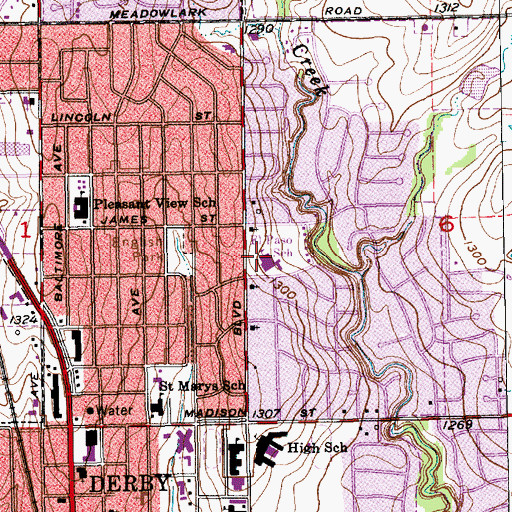 Topographic Map of El Paso Elementary School, KS