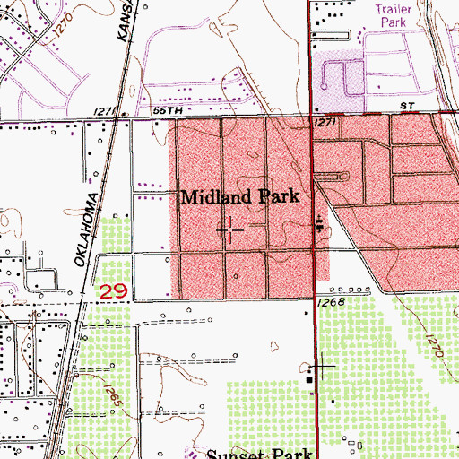 Topographic Map of Midland Park, KS