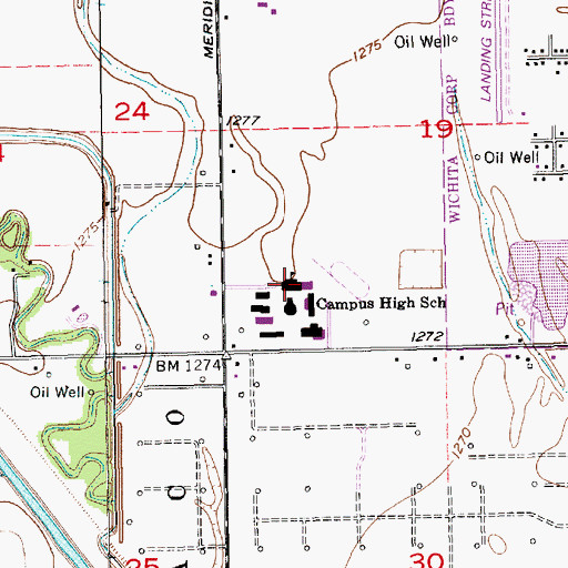Topographic Map of Campus High School, KS