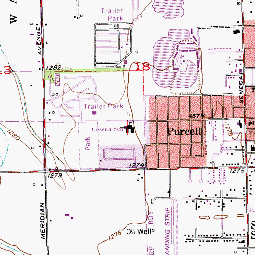 Topographic Map of Cessna Elementary School, KS