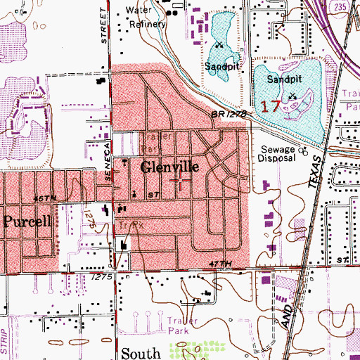 Topographic Map of Glenville, KS
