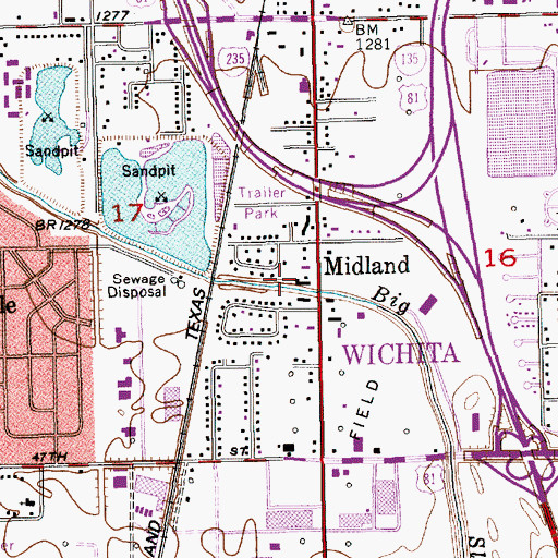 Topographic Map of Midland, KS