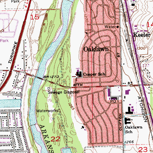 Topographic Map of Paul B Cooper Elementary School, KS