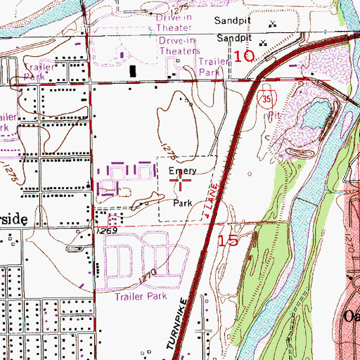 Topographic Map of Emery Park, KS