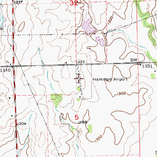 Topographic Map of Hamilton Field (historical), KS