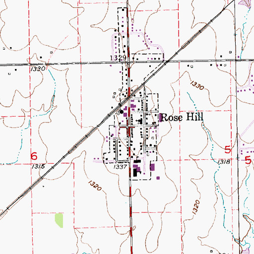 Topographic Map of Rose Hill, KS