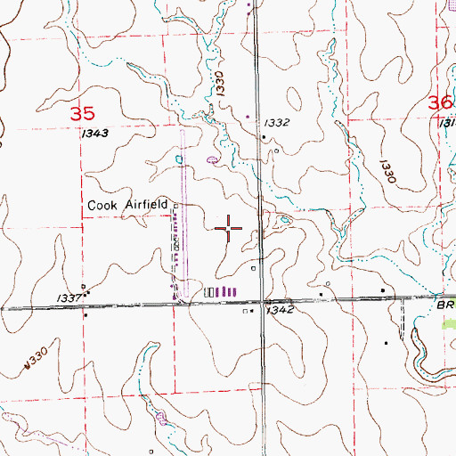 Topographic Map of Cook Airfield, KS