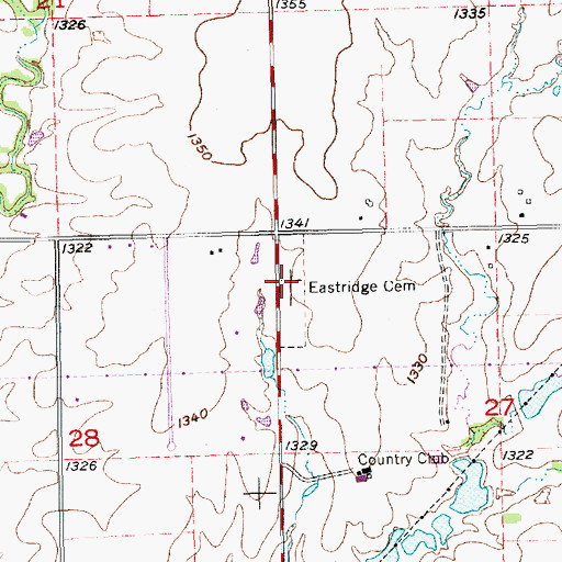 Topographic Map of Eastridge Cemetery, KS