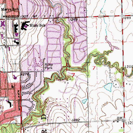 Topographic Map of Dry Creek, KS