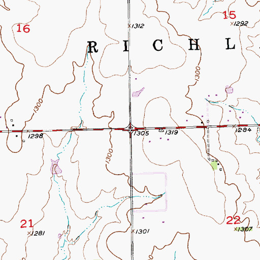 Topographic Map of Township of Richland, KS