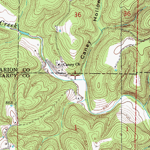 Topographic Map of Caney Hollow, AR
