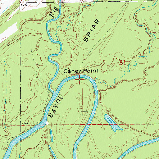 Topographic Map of Caney Point, AR