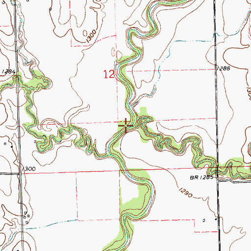 Topographic Map of Fourmile Creek, KS