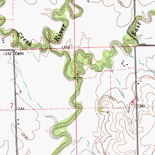 Topographic Map of East Branch Whitewater River, KS