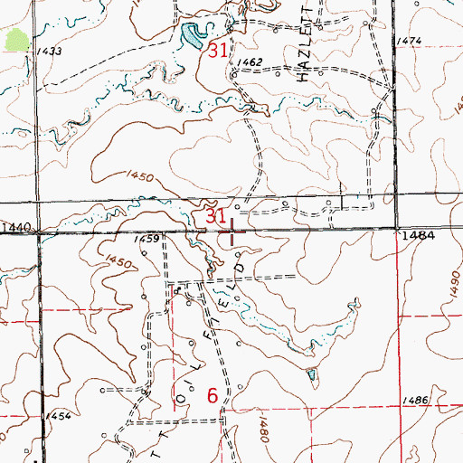 Topographic Map of Hazlett Oil Field, KS