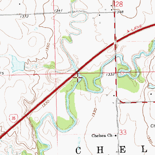Topographic Map of Cole Creek, KS