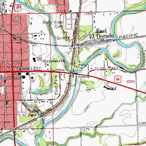 Topographic Map of West Branch Walnut River, KS