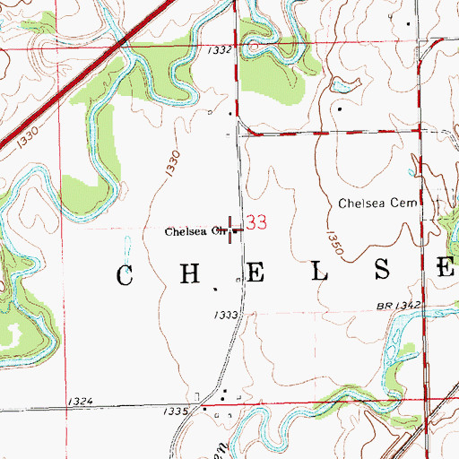 Topographic Map of Chelsea Church, KS