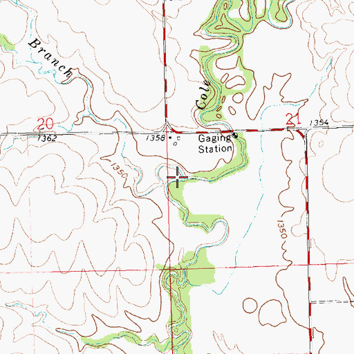 Topographic Map of Gilmore Branch, KS