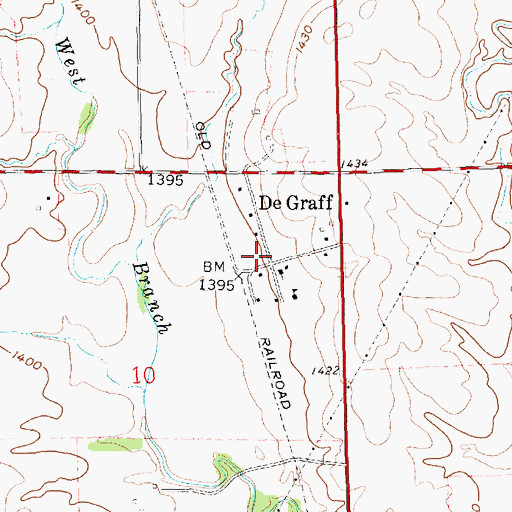 Topographic Map of De Graff, KS