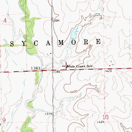 Topographic Map of Cole Creek School (historical), KS