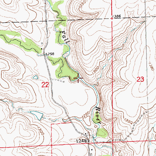 Topographic Map of Cat Creek, KS