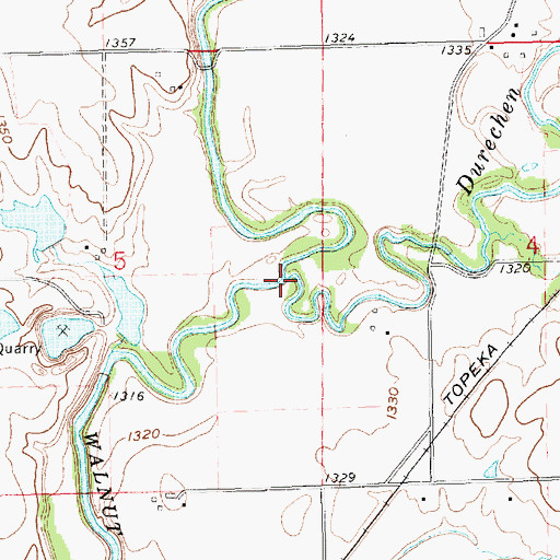 Topographic Map of Durechen Creek, KS