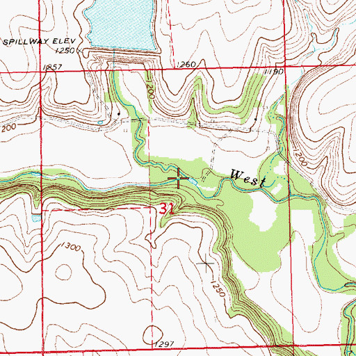Topographic Map of Otis Creek, KS