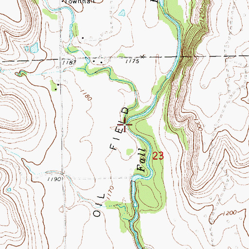 Topographic Map of Oleson Creek, KS