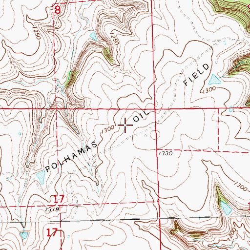 Topographic Map of Polhamas Oil Field, KS