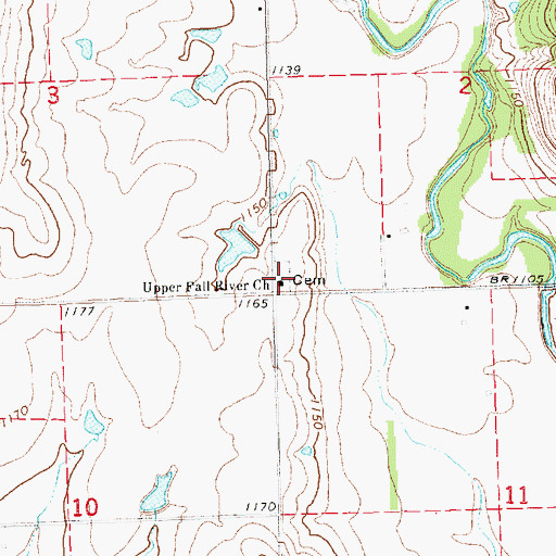 Topographic Map of Upper Fall River Church, KS
